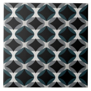 Modern geometrisk platta - svart och Grått Mönster Kakelplatta