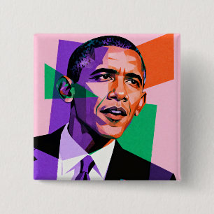 Modern geometrisk porträtt av Barack Obama Knapp