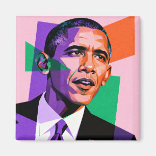 Modern geometrisk porträtt av Barack Obama Magnet