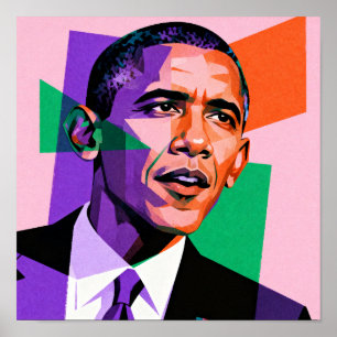 Modern geometrisk porträtt av Barack Obama Poster
