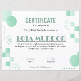 Modern geometrisk prestationcertifikat minima