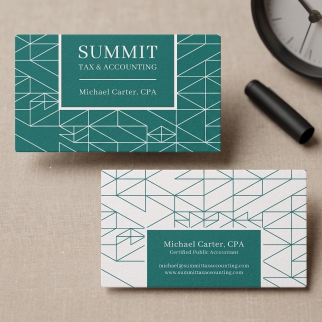 Modern geometrisk professionell design visitkort (Simulated business cards on table)
