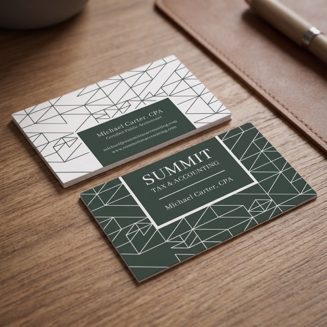 Modern geometrisk professionell design visitkort (Simulated business cards on table)