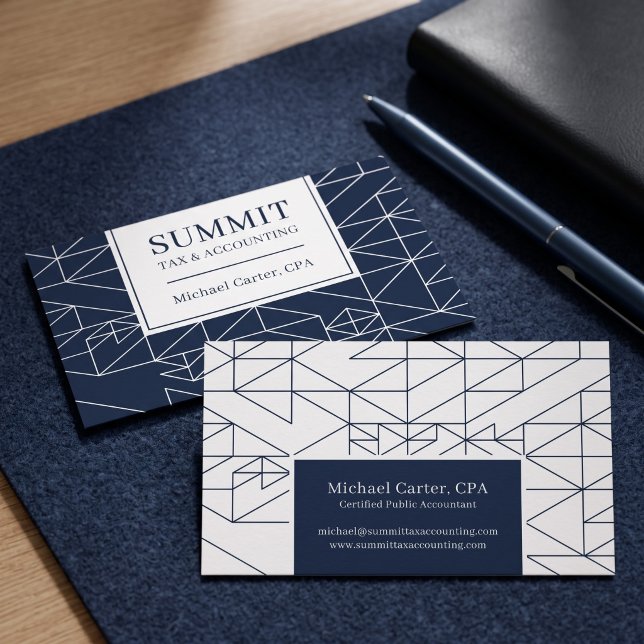 Modern geometrisk professionell design visitkort (Simulated business cards on table)