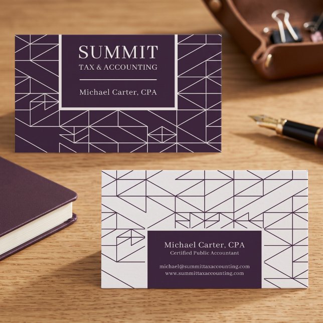 Modern geometrisk professionell design visitkort (Simulated business cards on table)