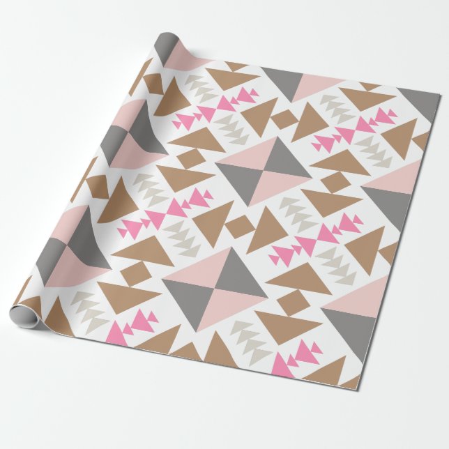 Modern geometrisk Quilt-design i Rosa och koppar Presentpapper (Utrullad)