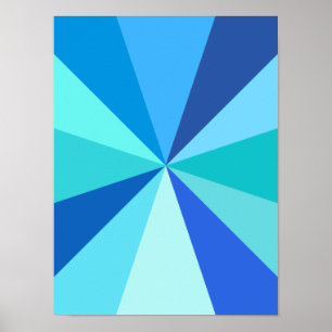 Modern geometrisk radie för 60-talets Funky i blå Poster