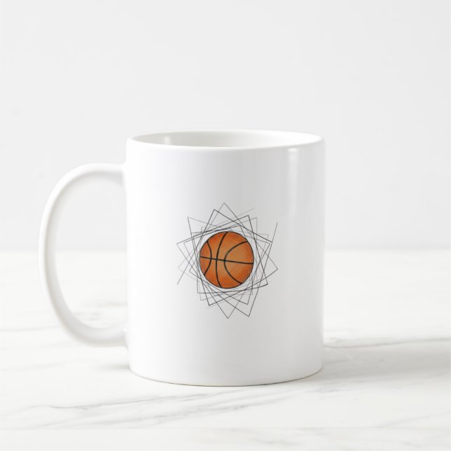 Modern geometrisk ram basketboll konst mugg (Vänster)