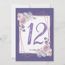 Modern geometrisk ram lila Blommig  bord nummer Inbjudningar