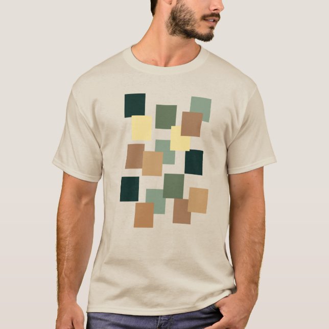 Modern geometrisk rektangulär design för jordnära  t shirt (Framsida)