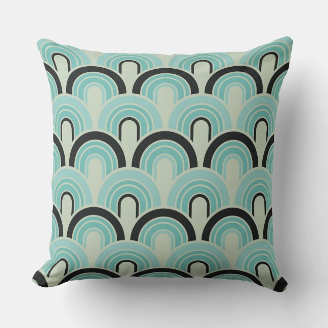 Modern geometrisk retro femtitalmönster kudde (Framsida)