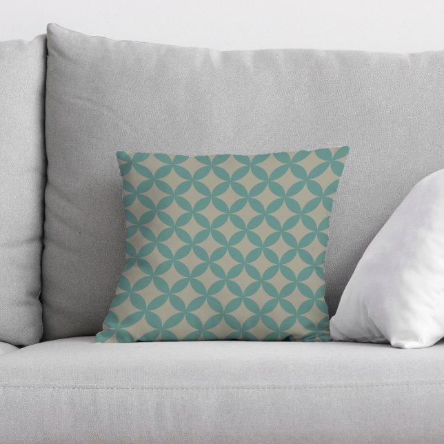 Modern geometrisk retro-frammatad turkos i mitten  kudde (Mid Mod Throw Pillow)