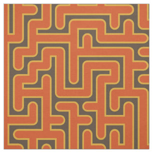 Modern geometrisk retro labyrintmönster #2 tyg
