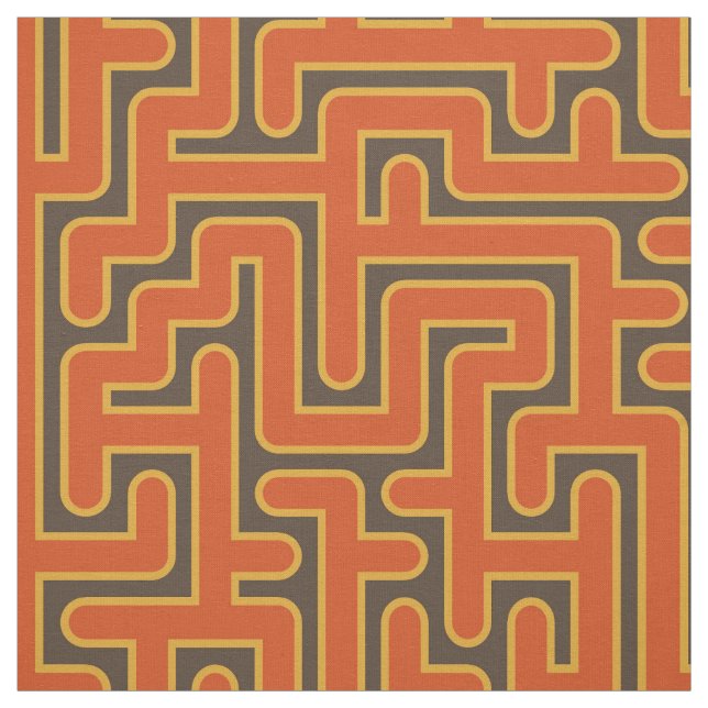 Modern geometrisk retro labyrintmönster #2 tyg (Provkarta)