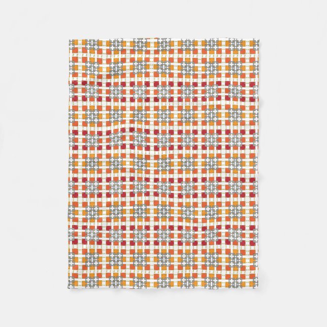 Modern geometrisk röd guber-kvadrater mönster fleecefilt (Framsidan)