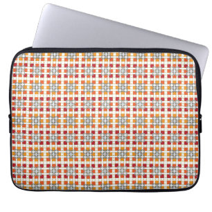 Modern geometrisk röd guber-kvadrater mönster laptop fodral