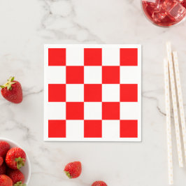 Modern geometrisk röd vit djärv rutigt mönster pappersservett