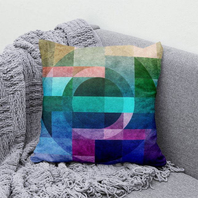 Modern geometrisk rosa av blå grönt i abstrakt kudde (Skapare uppladdad)