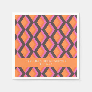 Modern geometrisk rosa brun anpassad bröllopsdusch pappersservett