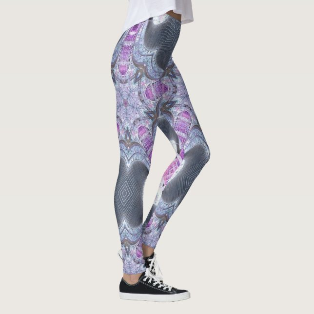 Modern geometrisk rosa grått kvinnlig könsstympnin leggings (Höger)