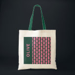 Modern geometrisk rosa grönt Julgran grafik Tygkasse<br><div class="desc">Modern geometrisk ljusstark rosa och grönt Julgran fet minsta grafisk dekorpresentator för helgdag till säckdesignen</div>