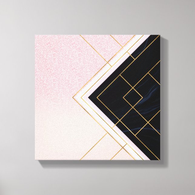 Modern geometrisk Rosa Guld Strokes design Canvastryck (Framsida)