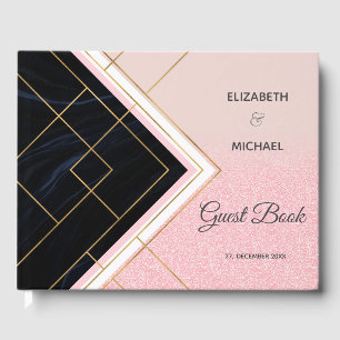 Modern geometrisk Rosa Guld Strokes design Gästböcker