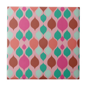 Modern geometrisk Rosa i mitten av århundradet Kakelplatta