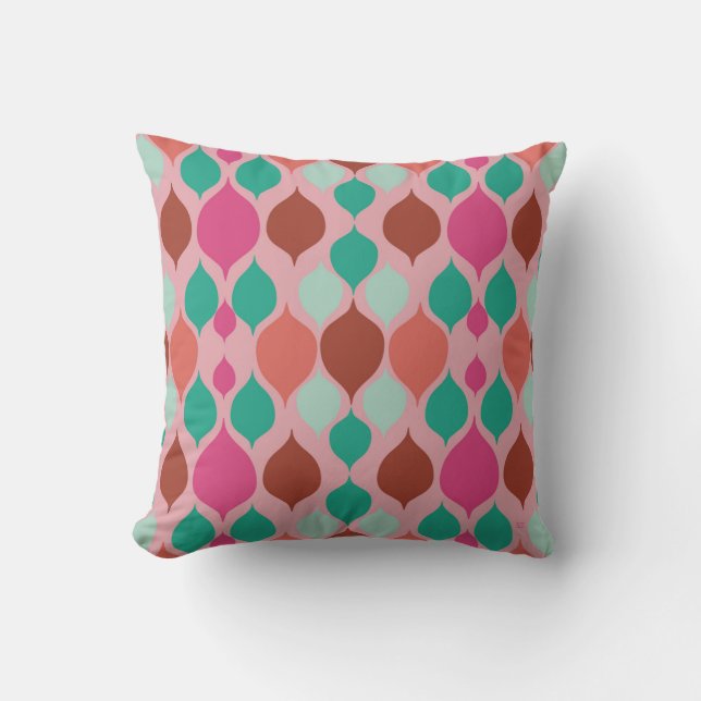 Modern geometrisk Rosa i mitten av århundradet Kudde (Framsida)