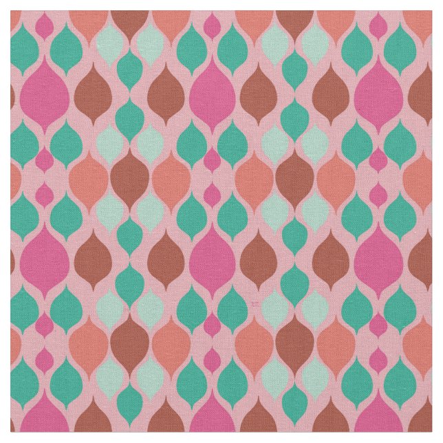 Modern geometrisk Rosa i mitten av århundradet  Tyg (Närbild)