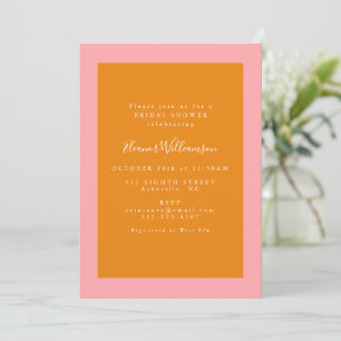 Modern geometrisk rosa och orange bröllopsdusch inbjudningar