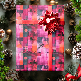 Modern geometrisk rosa och svart personligs gåva presentpapper