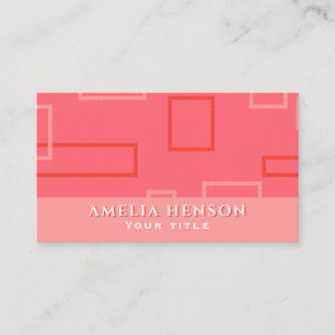 Modern geometrisk Rosa Röd pixelruta Mönster Visitkort