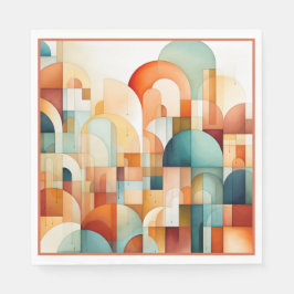 Modern geometrisk rost turkos persika turkosblå pappersservett