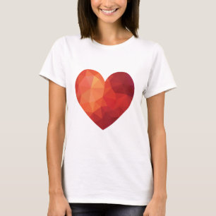 Modern geometrisk rött hjärta t shirt