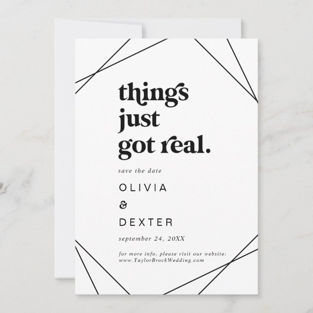 Modern geometrisk Sak Just Har Real Spara Datumet (Framsida)