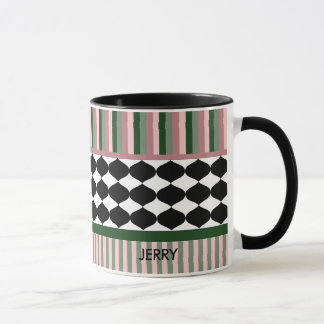 Modern geometrisk salviagrön rosa personlig mugg