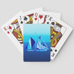 Modern geometrisk segelbåt/Yacht, koboltblå Casinokort