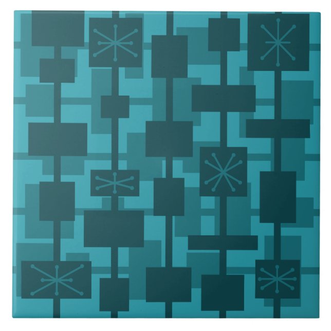 Modern geometrisk skalk i mitten av århundradet kakelplatta (Framsidan)