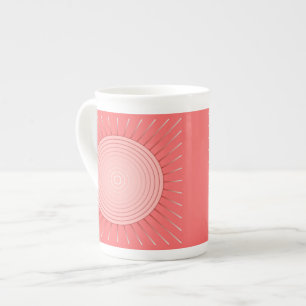 Modern geometrisk solnedgång - djupkorallets Rosa Benporslin Mugg