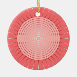 Modern geometrisk solnedgång - djupkorallets Rosa Julgransprydnad Keramik