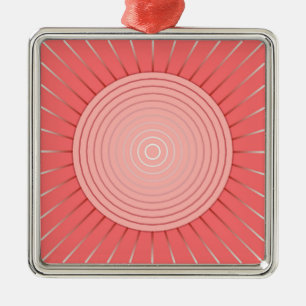 Modern geometrisk solnedgång - djupkorallets Rosa Julgransprydnad Metall