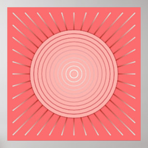 Modern geometrisk solnedgång - djupkorallets Rosa Poster
