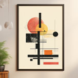 Modern Geometrisk solnedgång i mitten av århundrad Poster<br><div class="desc">Vi presenterar "Sunset Geometry: Abstrakt Mid-Century Composition", en poster som sammanfattar den moderna konsten i mitten av århundradet med en contemporary twist. Biet har en abstrakt arrangemang av geometriska former och linjer, med varma solnedgångshus av rött och gult som ger en skarp kontrast mot svart och neutralt inslag. Sammansättningen är...</div>