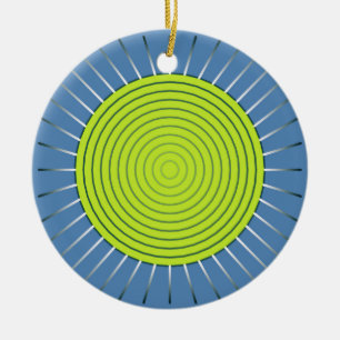 Modern geometrisk solsprängning - Lime and Denim B Julgransprydnad Keramik