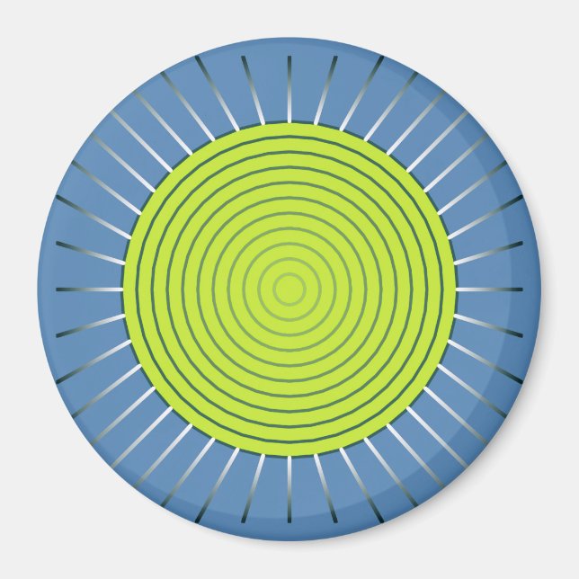 Modern geometrisk solsprängning - Lime and Denim B Magnet (Framsidan)