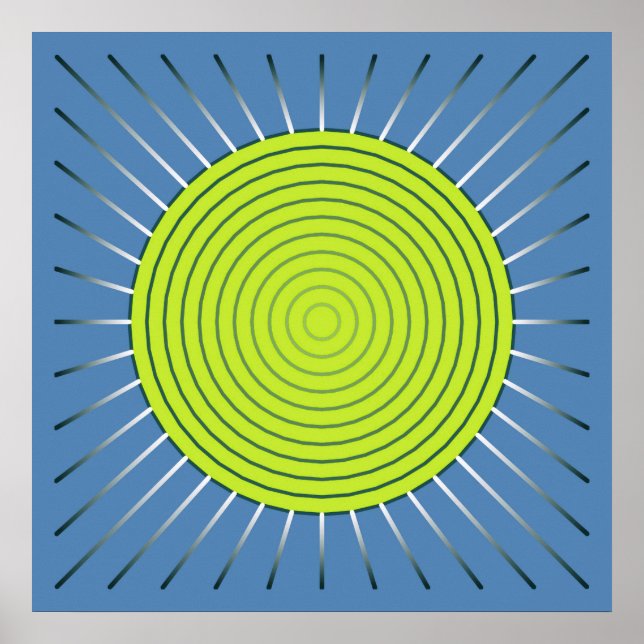 Modern geometrisk solsprängning - Lime and Denim B Poster (Framsidan)