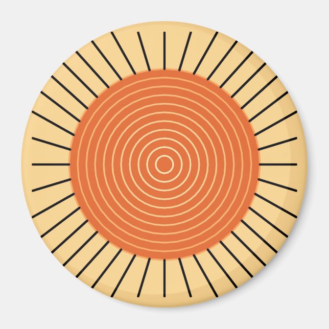 Modern geometrisk solsprängning - Mandarin-Orangen Magnet (Framsidan)