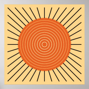 Modern geometrisk solsprängning - Mandarin-Orangen Poster