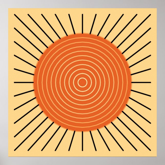 Modern geometrisk solsprängning - Mandarin-Orangen Poster (Framsidan)